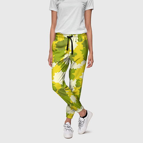 Женские брюки Желто-зеленый камуфляж / 3D-принт – фото 3