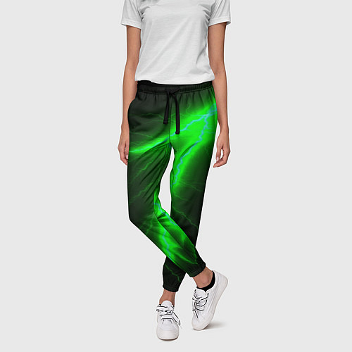 Женские брюки Зеленый разряд молнии / 3D-принт – фото 3