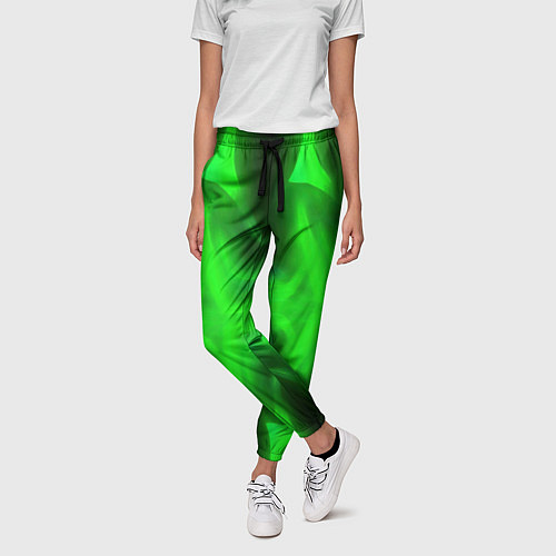 Женские брюки Black green abstract / 3D-принт – фото 3