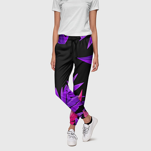 Женские брюки Floral composition - neon / 3D-принт – фото 3