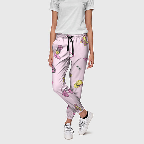 Женские брюки Барби аксессуары - розовый паттерн / 3D-принт – фото 3