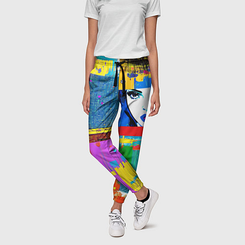 Женские брюки Лоскутное одеяло - поп-арт / 3D-принт – фото 3