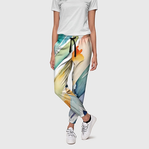 Женские брюки Цветный акварельные мазки - нейросеть / 3D-принт – фото 3