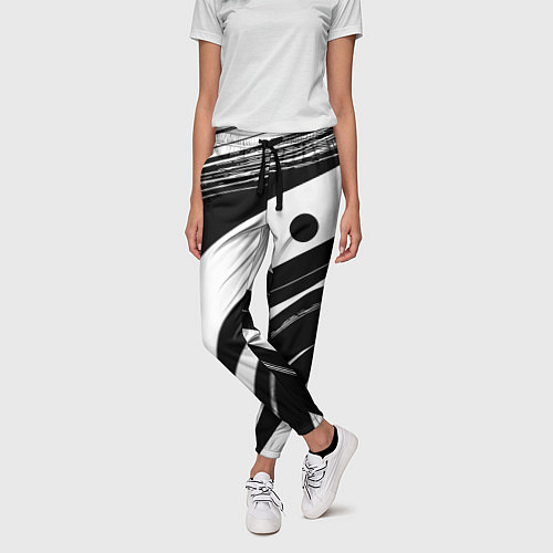 Женские брюки Abstract black and white composition / 3D-принт – фото 3