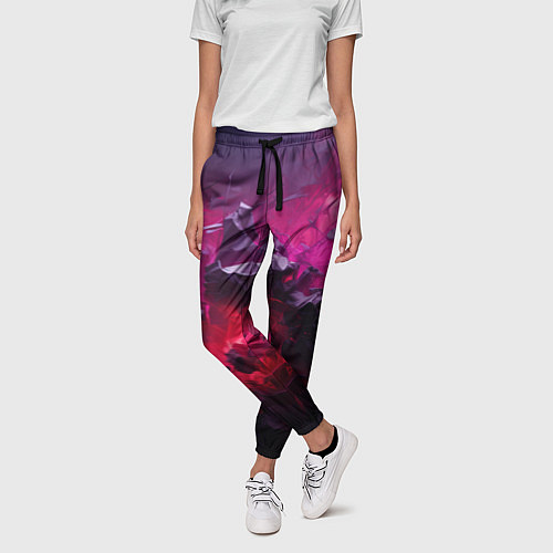 Женские брюки Фиолетовые элементы абстракция / 3D-принт – фото 3