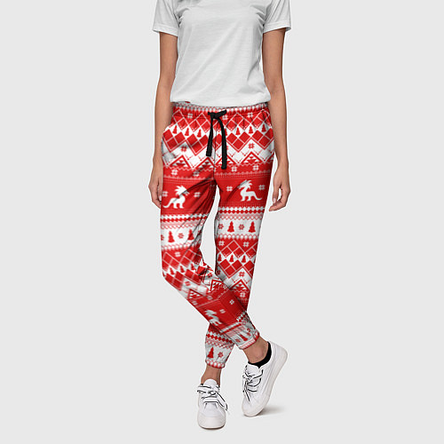 Женские брюки Новогодние драконы / 3D-принт – фото 3
