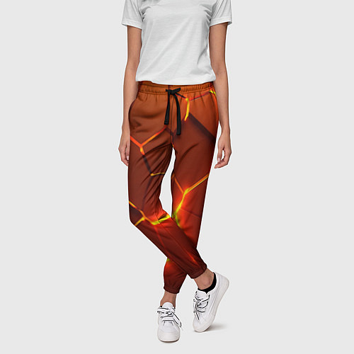 Женские брюки Плиты абстрактные огненные / 3D-принт – фото 3