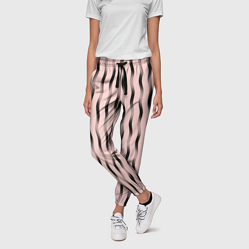 Женские брюки Розовый с волнистыми линиями / 3D-принт – фото 3