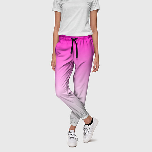 Женские брюки Розово-белый градиент / 3D-принт – фото 3