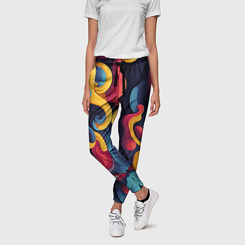Женские брюки Цветной хаос / 3D-принт – фото 3