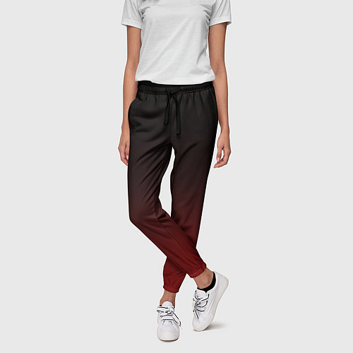 Женские брюки Градиент от тёмного до тёмно красного / 3D-принт – фото 3