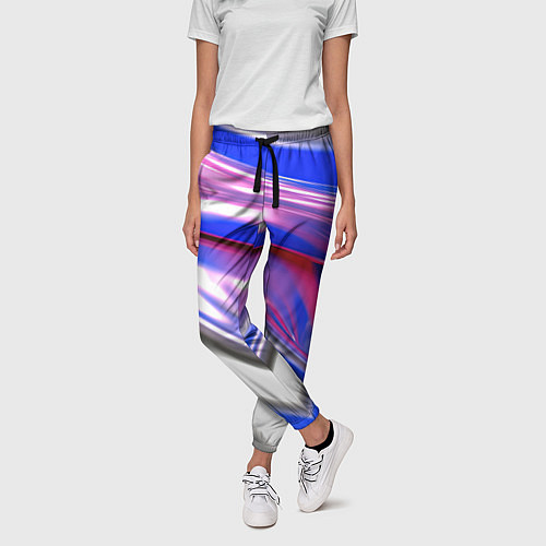 Женские брюки Вязкая абстракция в фиолетовых оттенках / 3D-принт – фото 3
