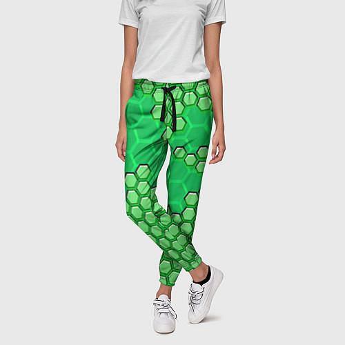 Женские брюки Зелёная энерго-броня из шестиугольников / 3D-принт – фото 3