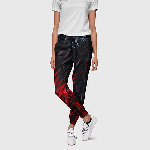 Женские брюки Красно чёрные узоры / 3D-принт – фото 3