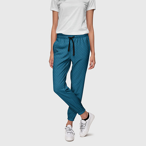 Женские брюки Синий холст с зелёными бликами / 3D-принт – фото 3