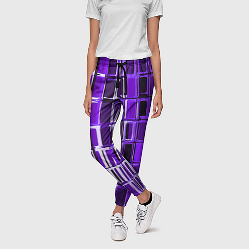 Женские брюки Фиолетовые прямоугольники / 3D-принт – фото 3