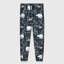 Женские брюки Акварельные медведи и олени