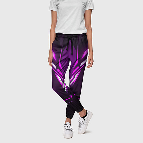 Женские брюки Фиолетовые неоновые вставки / 3D-принт – фото 3