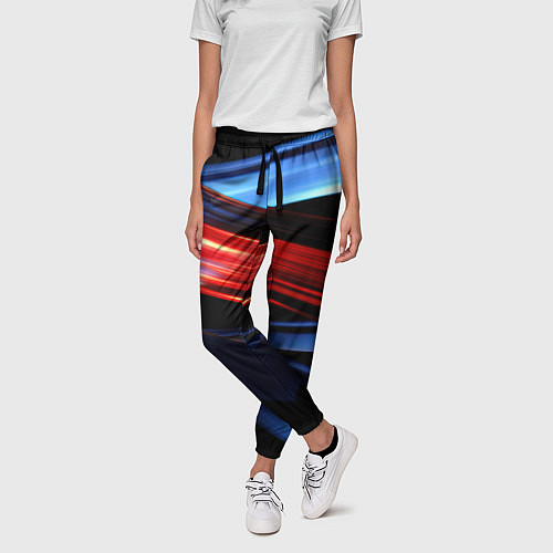 Женские брюки Синяя и красная абстракция / 3D-принт – фото 3