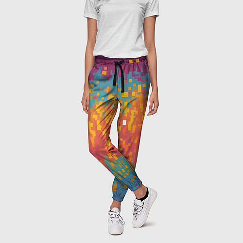 Женские брюки Разноцветные пиксели / 3D-принт – фото 3