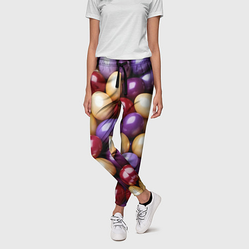 Женские брюки Красные и фиолетовые пасхальные яйца / 3D-принт – фото 3