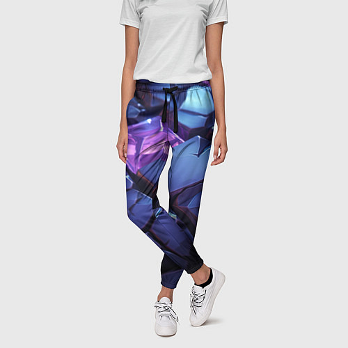 Женские брюки Фиолетовые неоновые плиты / 3D-принт – фото 3