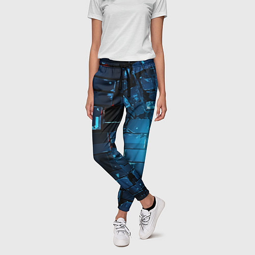 Женские брюки Синие абстрактные плиты / 3D-принт – фото 3