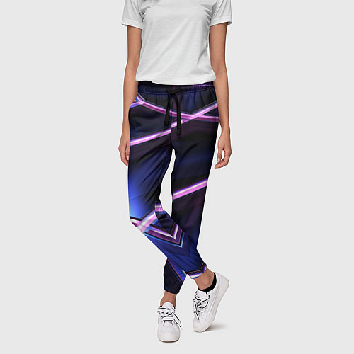 Женские брюки Фиолетовая геометрическая абстракция / 3D-принт – фото 3