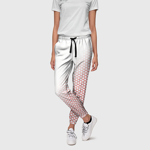 Женские брюки Красно-белый соты / 3D-принт – фото 3