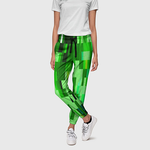 Женские брюки Зелёный глитч / 3D-принт – фото 3