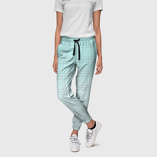 Женские брюки Нежно-голубая шотландская клетка / 3D-принт – фото 3