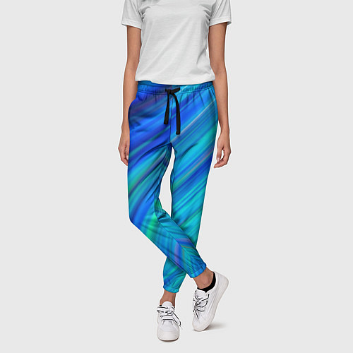 Женские брюки Неоновые синие лучи / 3D-принт – фото 3