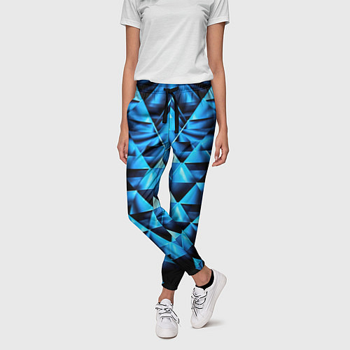 Женские брюки Синие абстрактные ромбики / 3D-принт – фото 3