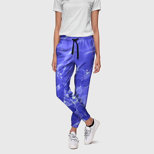 Женские брюки Синяя вода текстура / 3D-принт – фото 3