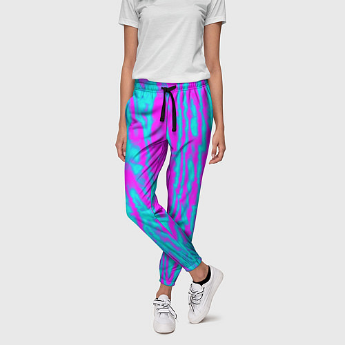 Женские брюки Абстрактные полосы неоновый / 3D-принт – фото 3