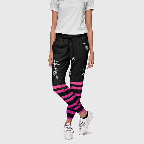 Женские брюки Lil Peep розовые полосы / 3D-принт – фото 3