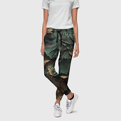 Женские брюки Реалистичный камуфляж из листьев / 3D-принт – фото 3