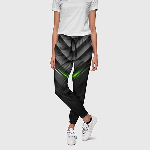 Женские брюки Яркий акцент зеленого / 3D-принт – фото 3