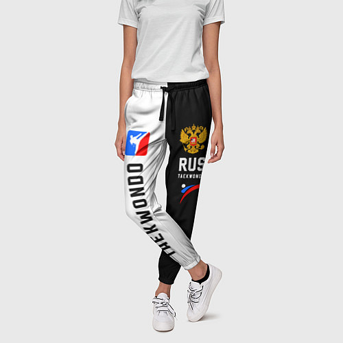 Женские брюки Тхэквондо черный и белый / 3D-принт – фото 3