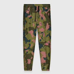 Женские брюки Камуфляжный паттерн зеленый с розовыми пятнами