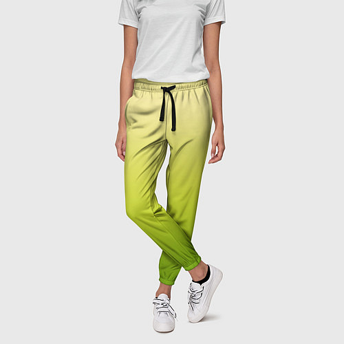 Женские брюки Градиент лимонный жёлто-салатовый / 3D-принт – фото 3