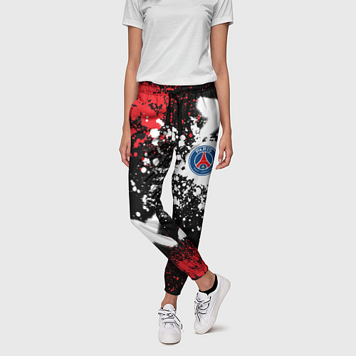 Женские брюки Пари Сен-Жермен на фоне граффити и брызг красок / 3D-принт – фото 3
