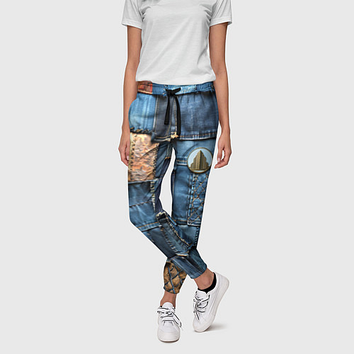 Женские брюки Значок архитектора на джинсах / 3D-принт – фото 3