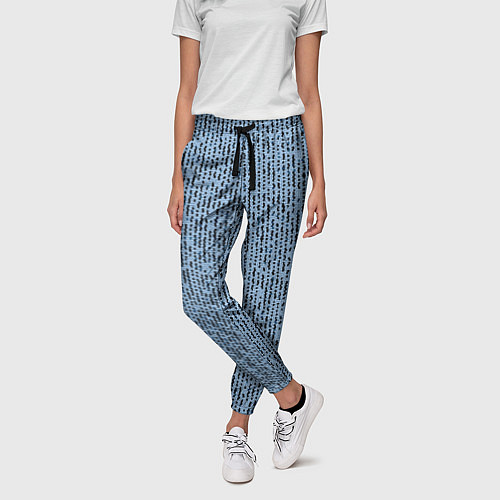 Женские брюки Голубой с чёрным мелкая мозаика / 3D-принт – фото 3