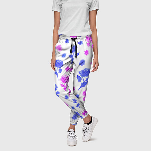Женские брюки Цветочный узор из роз - паттерн / 3D-принт – фото 3