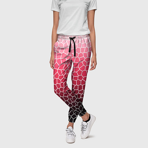 Женские брюки Крупная мозаика розовый градиент / 3D-принт – фото 3