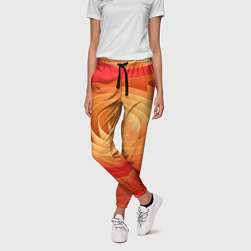 Женские брюки Оранжевые объемные круги / 3D-принт – фото 3