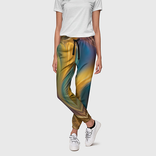 Женские брюки Жидкий разноцветный металл / 3D-принт – фото 3