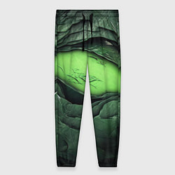 Женские брюки Разрез на зеленой абстракции