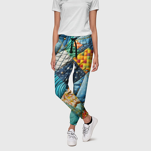 Женские брюки Лоскутное одеяло - пэчворк / 3D-принт – фото 3